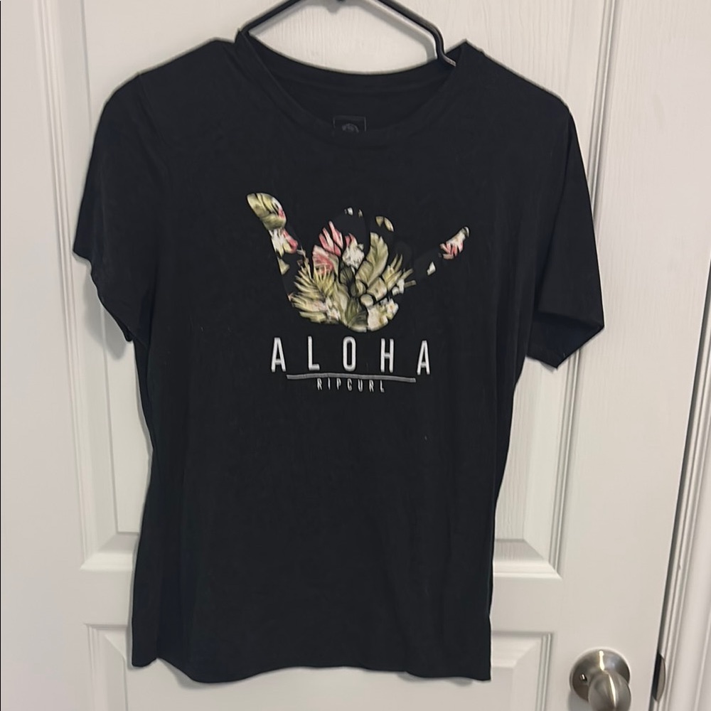 Rip Curl Black Aloha Hang Loose T-shirt Medium